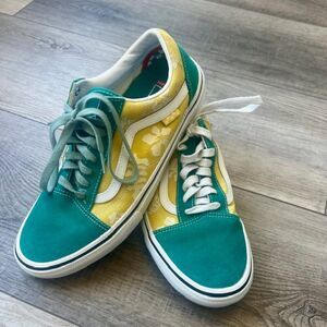 Vans Old Skool Aloha Marine Gold Canvas Suede Shoes Lace Up